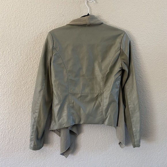 Blank Nyc Faux Leather Jacket Knit Draped Open Army Green medium - Picture 3 of 9